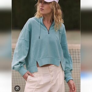 Free People Intercept 1/2 Zip‎ Hoodie Fleece Lined NWT sweatshirt